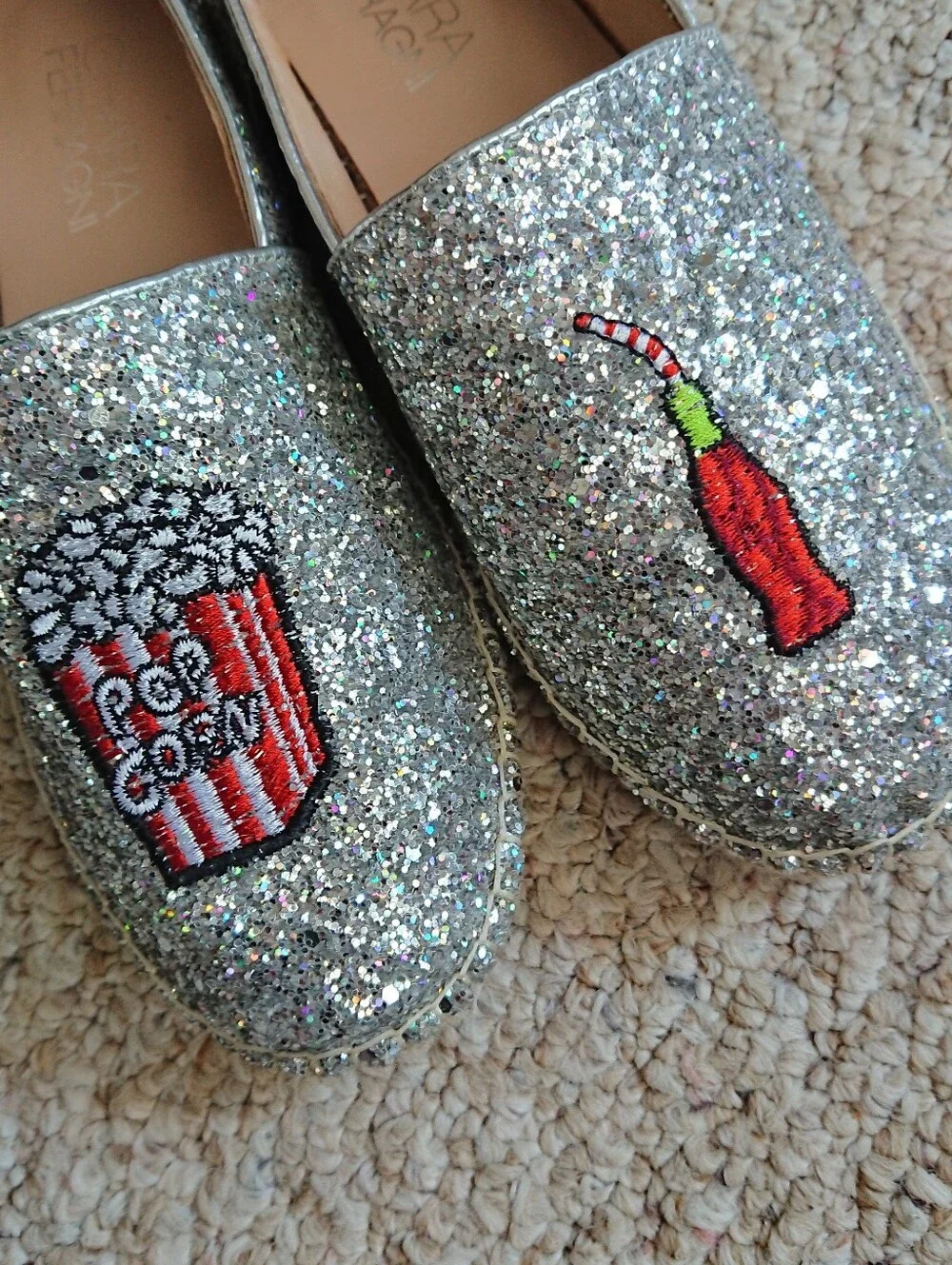 Chiara Ferragni “Popcorn & soda” Glitter Ballet espadrille Flats size 7.5